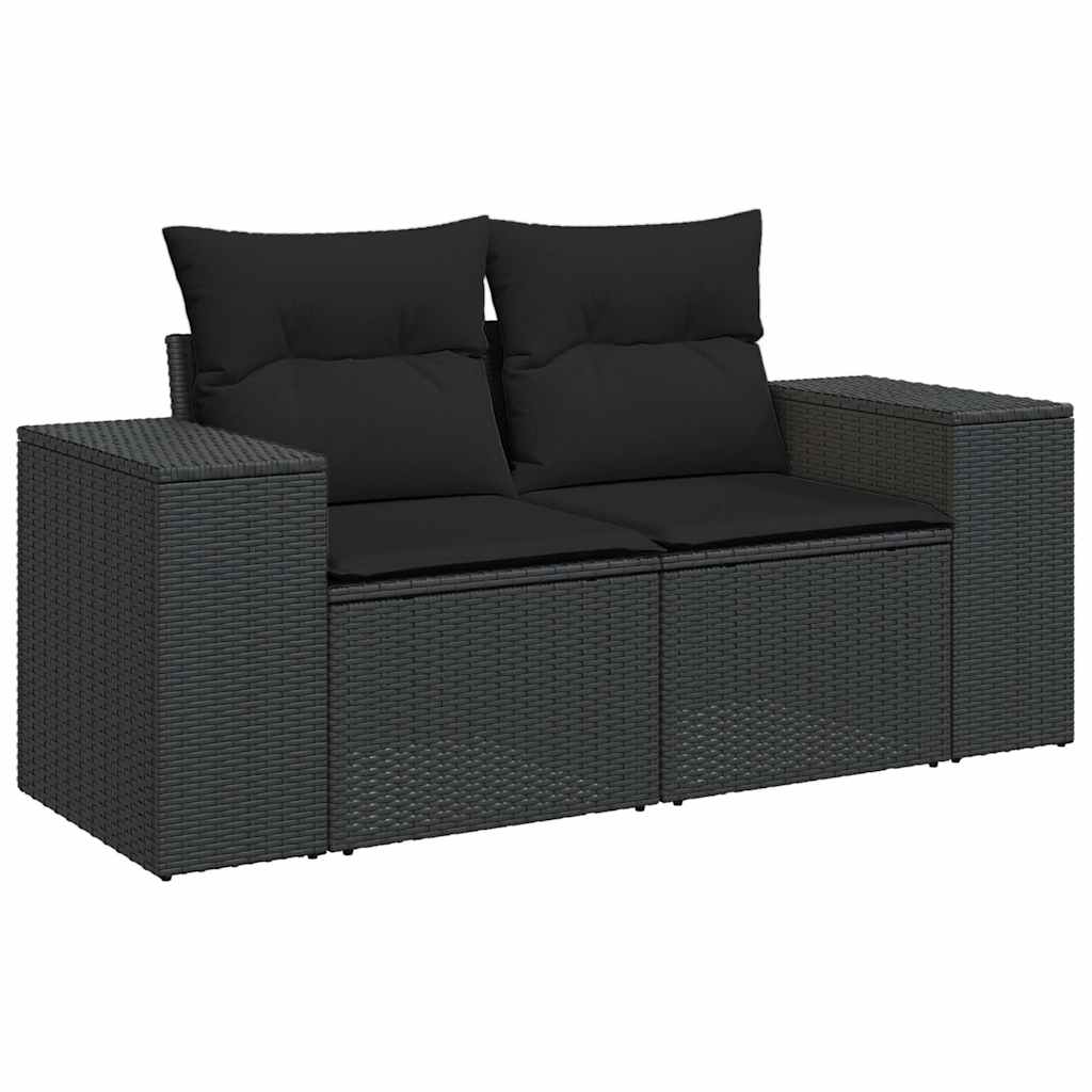 Set Divani da Giardino con Cuscini 7pz Nero Polyrattan | homemem39