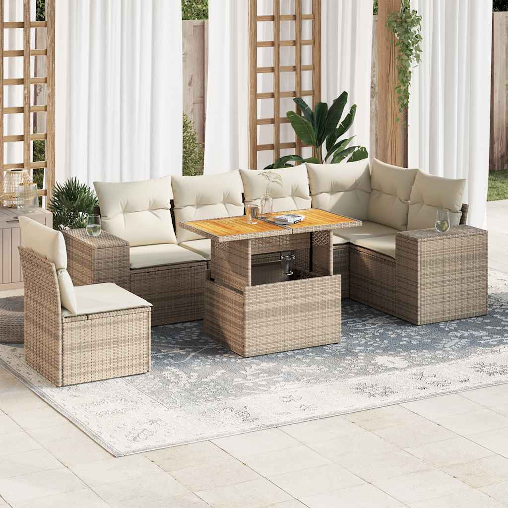 Set Divani da Giardino 7 pz con Cuscini in Polyrattan