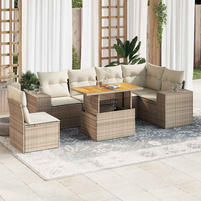Set Divani da Giardino 7 pz con Cuscini in Polyrattan