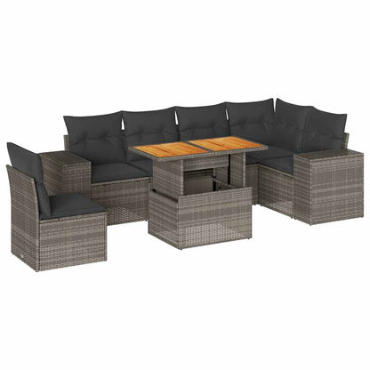 Set Divani da Giardino 7 pz con Cuscini Grigio in Polyrattan | homemem39