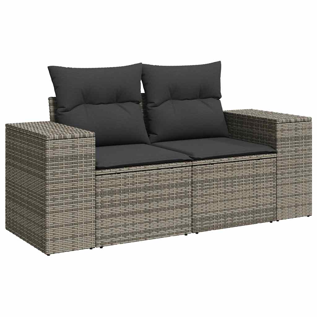 Set Divani da Giardino 7 pz con Cuscini Grigio in Polyrattan | homemem39