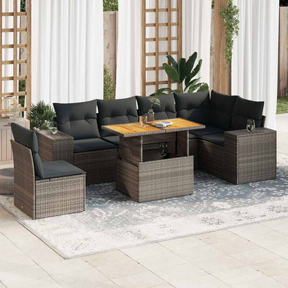 Set Divani da Giardino 7 pz con Cuscini in Polyrattan