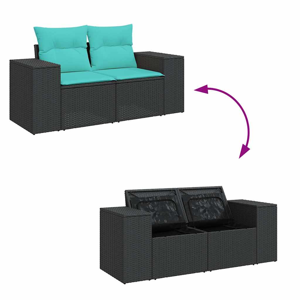 Set Divani da Giardino con Cuscini 8 pz Nero in Polyrattan | homemem39