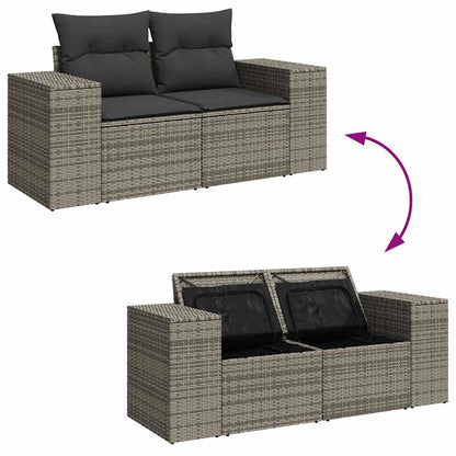 Divano Giardino 10 pz con Cuscini Grigio in Polyrattan Acacia | homemem39