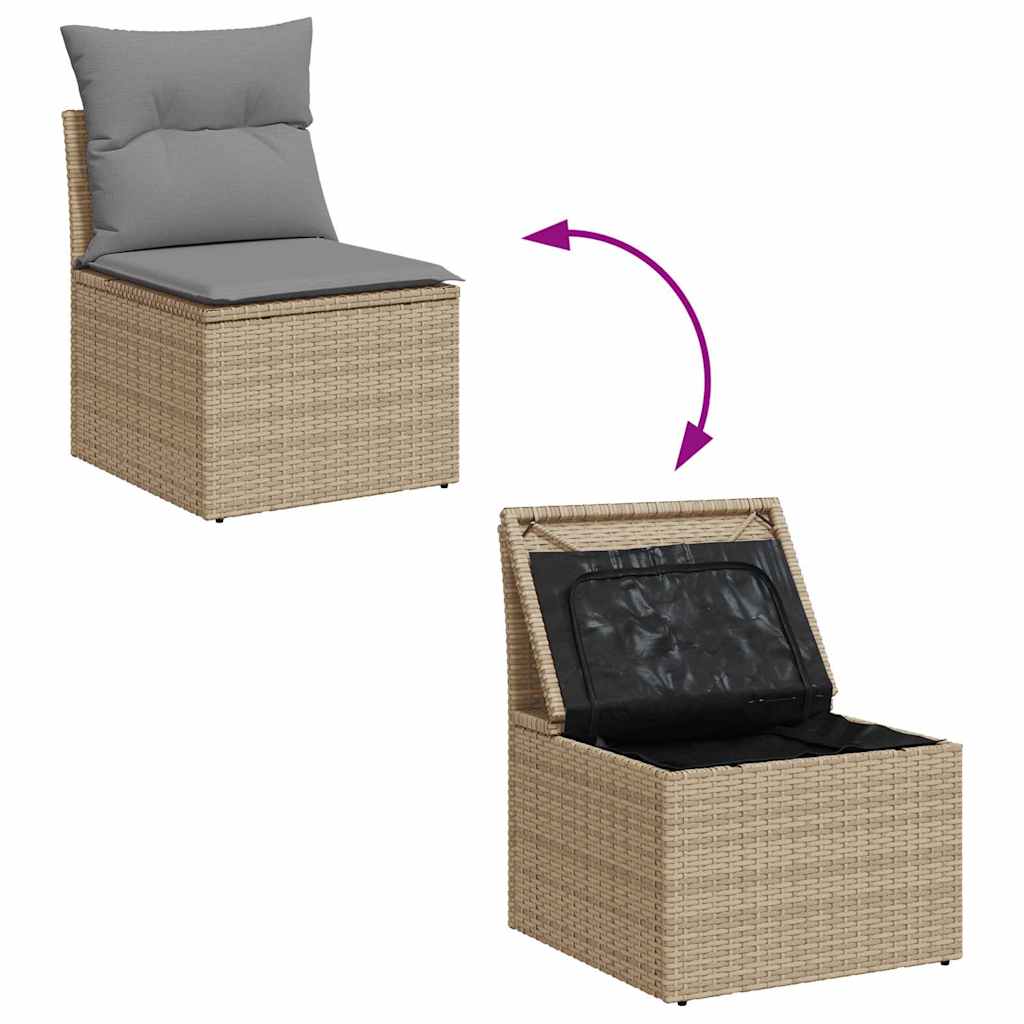 Divano da Giardino 10 pz con Cuscini Beige in Polyrattan Acacia | homemem39