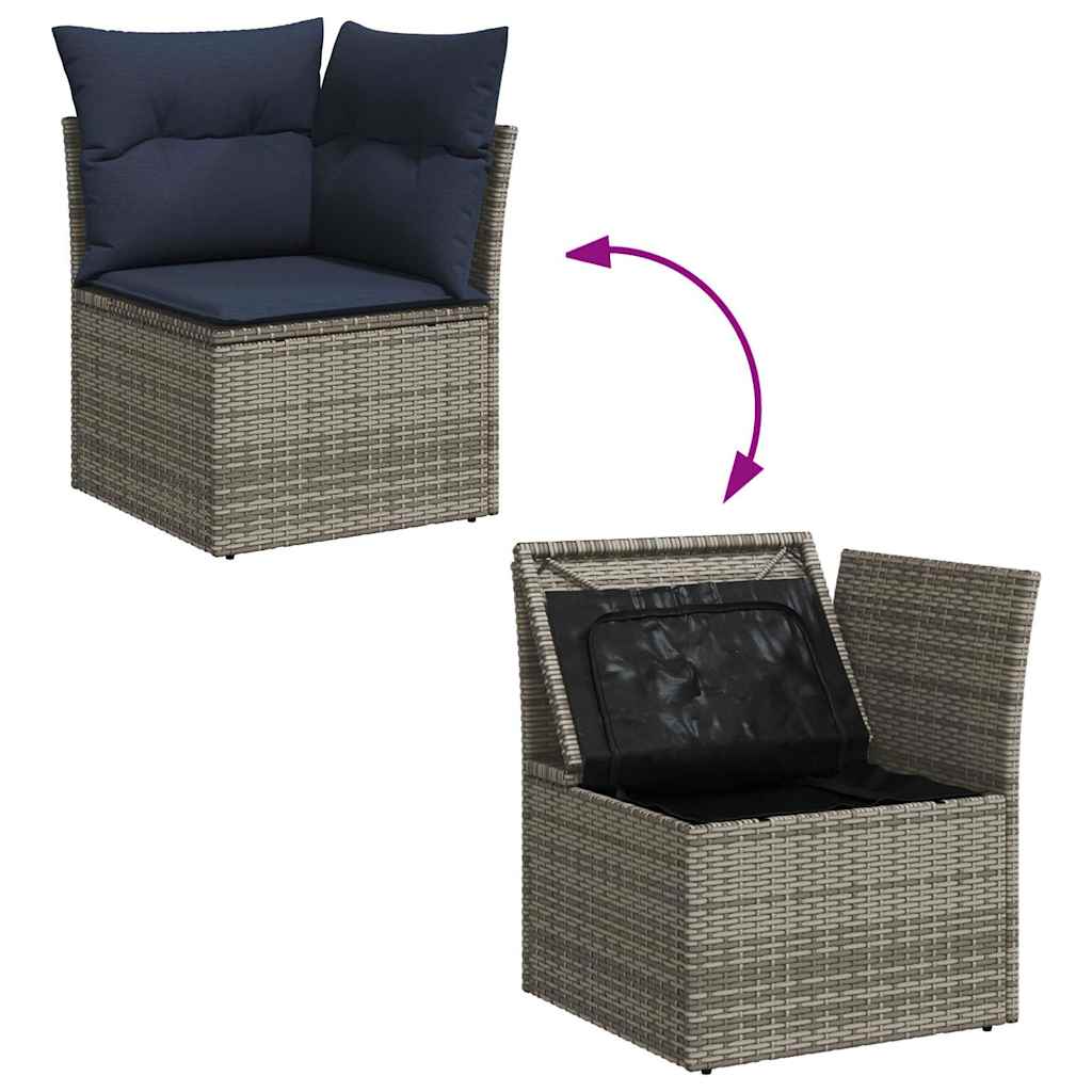 Set Divani da Giardino 11 pz con Cuscini in Polyrattan Grigio | homemem39