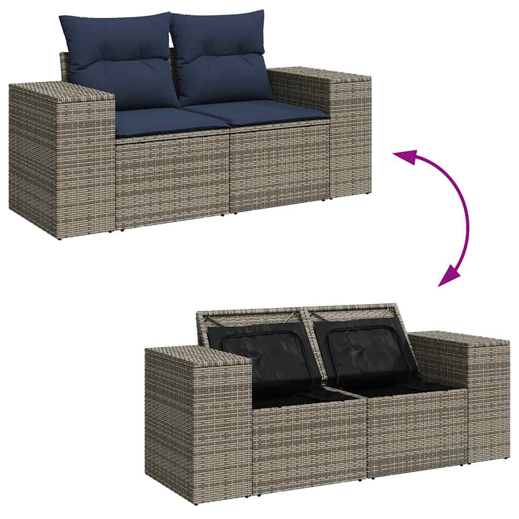 Set Divani da Giardino 11 pz con Cuscini in Polyrattan Grigio | homemem39
