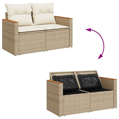 Set Divano da Giardino 6 pz con Cuscini Beige Polyrattan Acacia