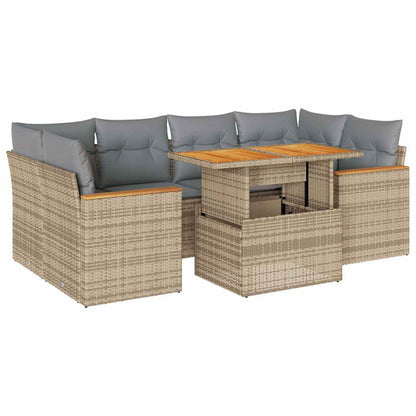 Set Divano da Giardino 6 pz con Cuscini Beige Polyrattan Acacia | homemem39