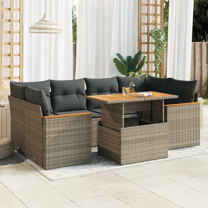 Set Divano da Giardino 6pz con Cuscini Grigio Polyrattan Acacia | homemem39