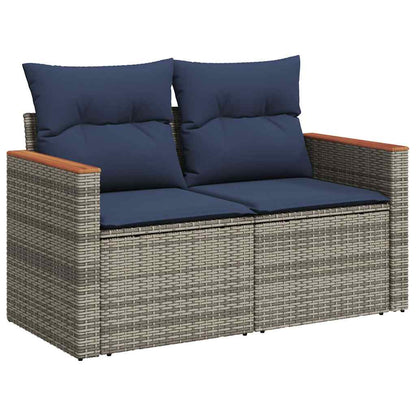 Set Divani da Giardino 7 pz con Cuscini Grigio in Polyrattan