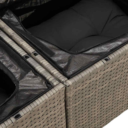 Set Divano Giardino 5 pz con Cuscini Grigio Polyrattan Acacia