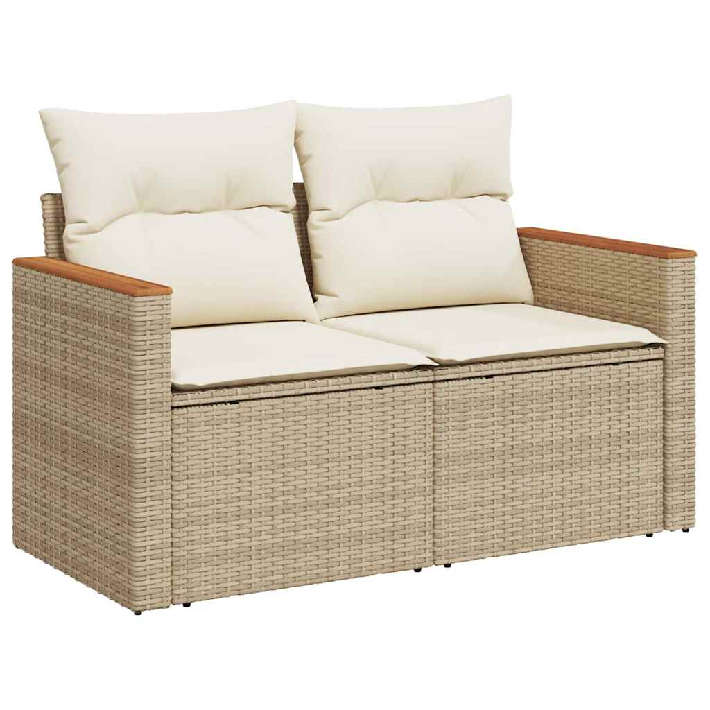 Set Divano da Giardino 6 pz con Cuscini Beige Polyrattan Acacia