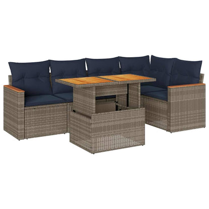 Set Divano da Giardino 6 pz con Cuscini Grigio in Polyrattan | homemem39