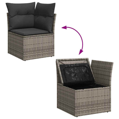 Set Divano da Giardino 9pz con Cuscini Grigio Polyrattan Acacia | homemem39