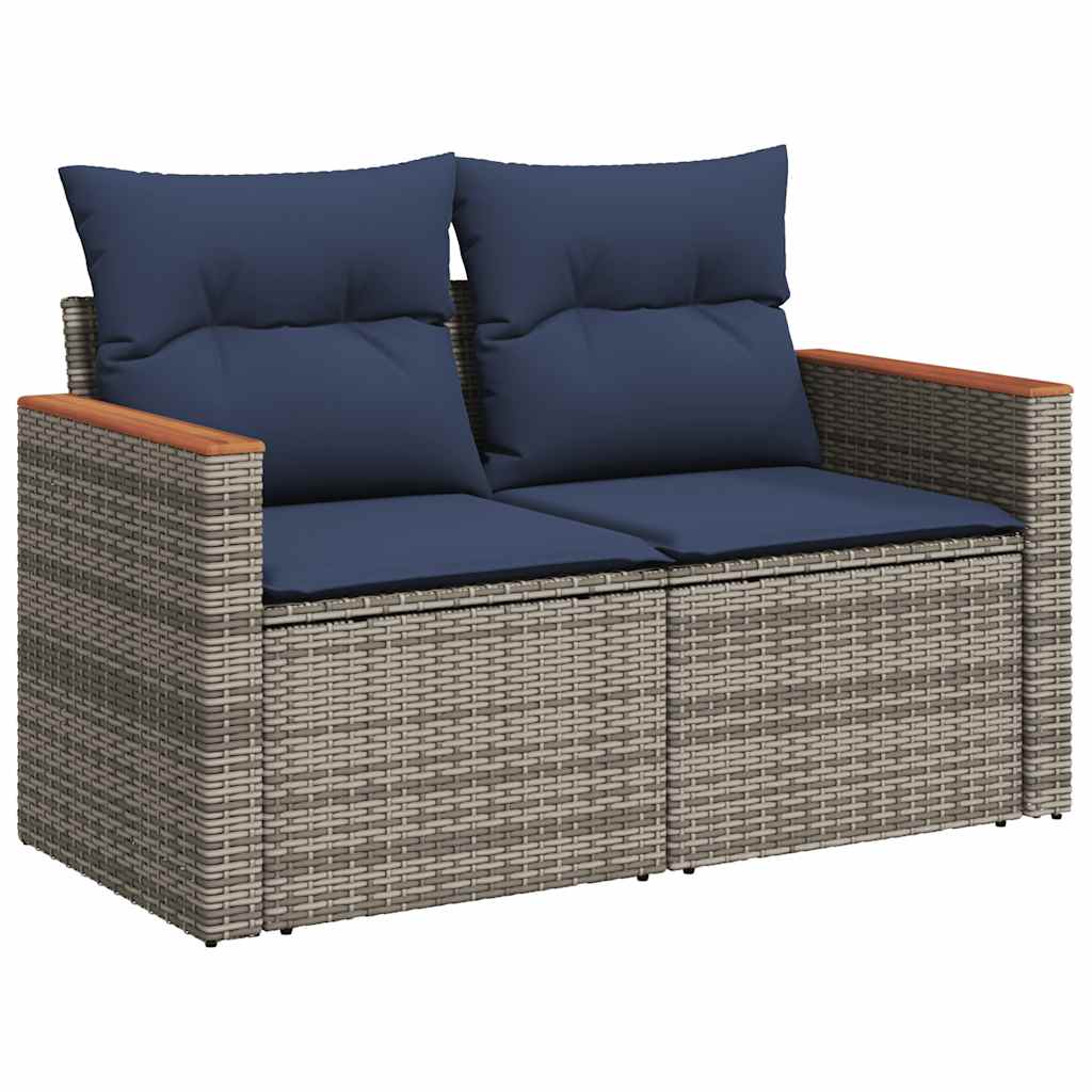Set Divano da Giardino 9 pz con Cuscini Grigio in Polyrattan | homemem39