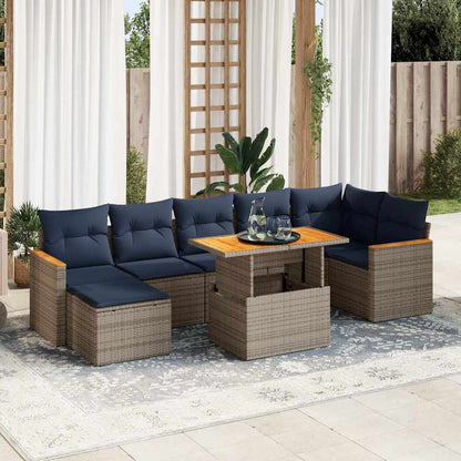 Set Divano da Giardino 8 pz con Cuscini Grigio in Polyrattan | homemem39