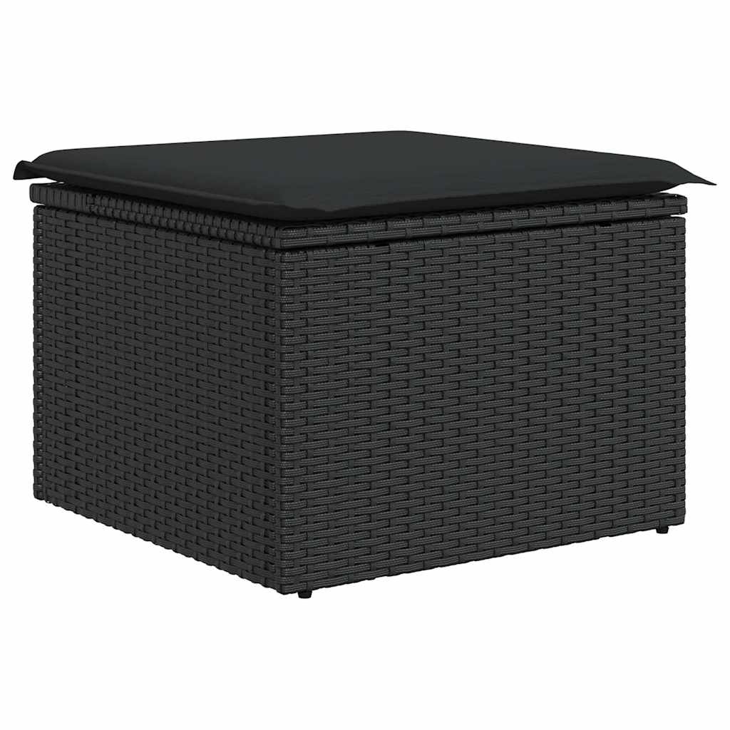 Set Divani da Giardino 9 pz con Cuscini Nero Polyrattan Acacia | homemem39
