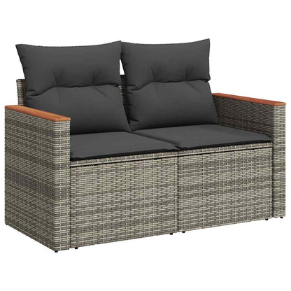 Divano Giardino 10 pz con Cuscini Grigio in Polyrattan Acacia | homemem39