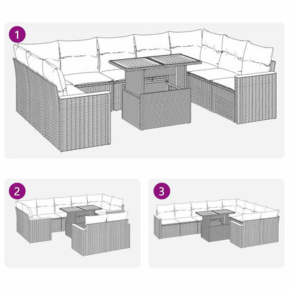 Divano Giardino 10 pz con Cuscini Grigio in Polyrattan Acacia | homemem39