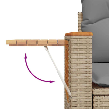 Set Divano da Giardino 5 pz con Cuscini Beige Polyrattan Acacia