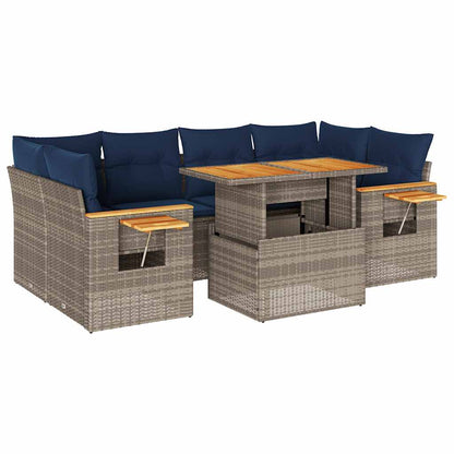 Set Divani da Giardino 7 pz con Cuscini Grigio in Polyrattan | homemem39