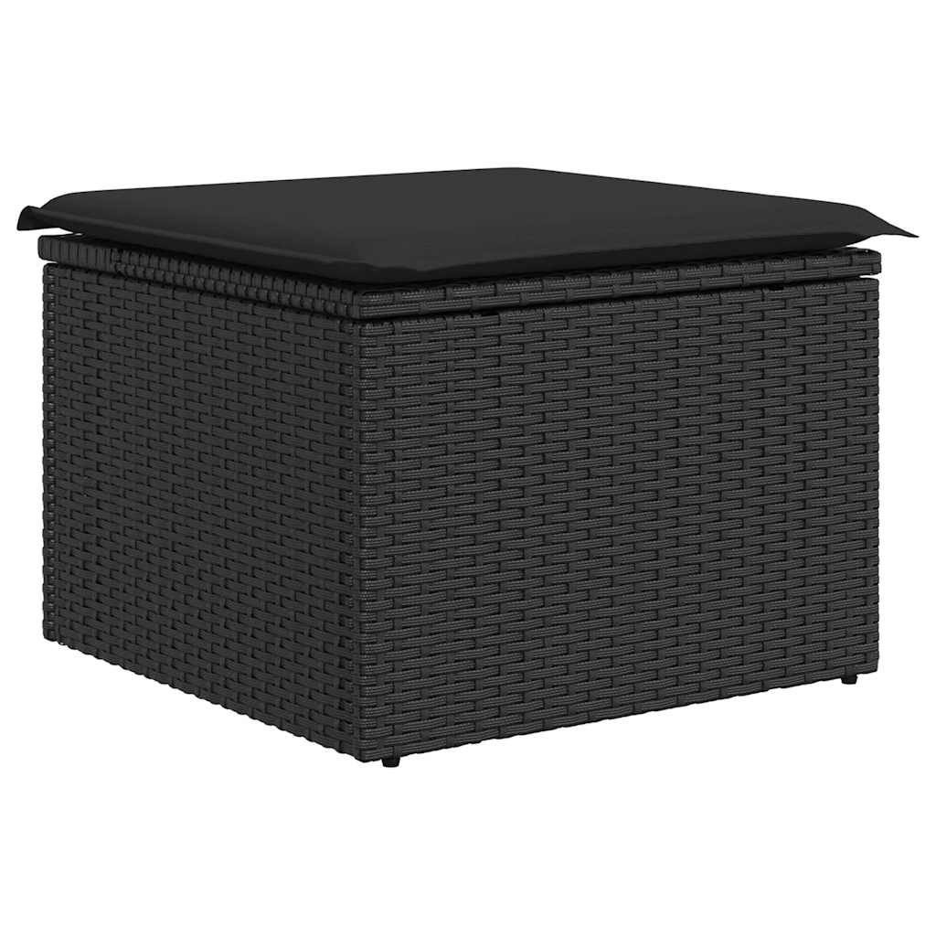 Set Divano da Giardino 6 pz con Cuscini Nero Polyrattan Acacia | homemem39