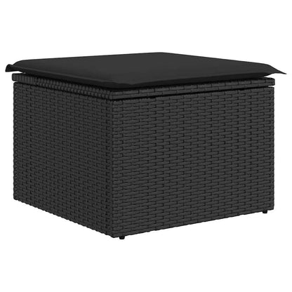Set Divano da Giardino 6 pz con Cuscini Nero Polyrattan Acacia | homemem39