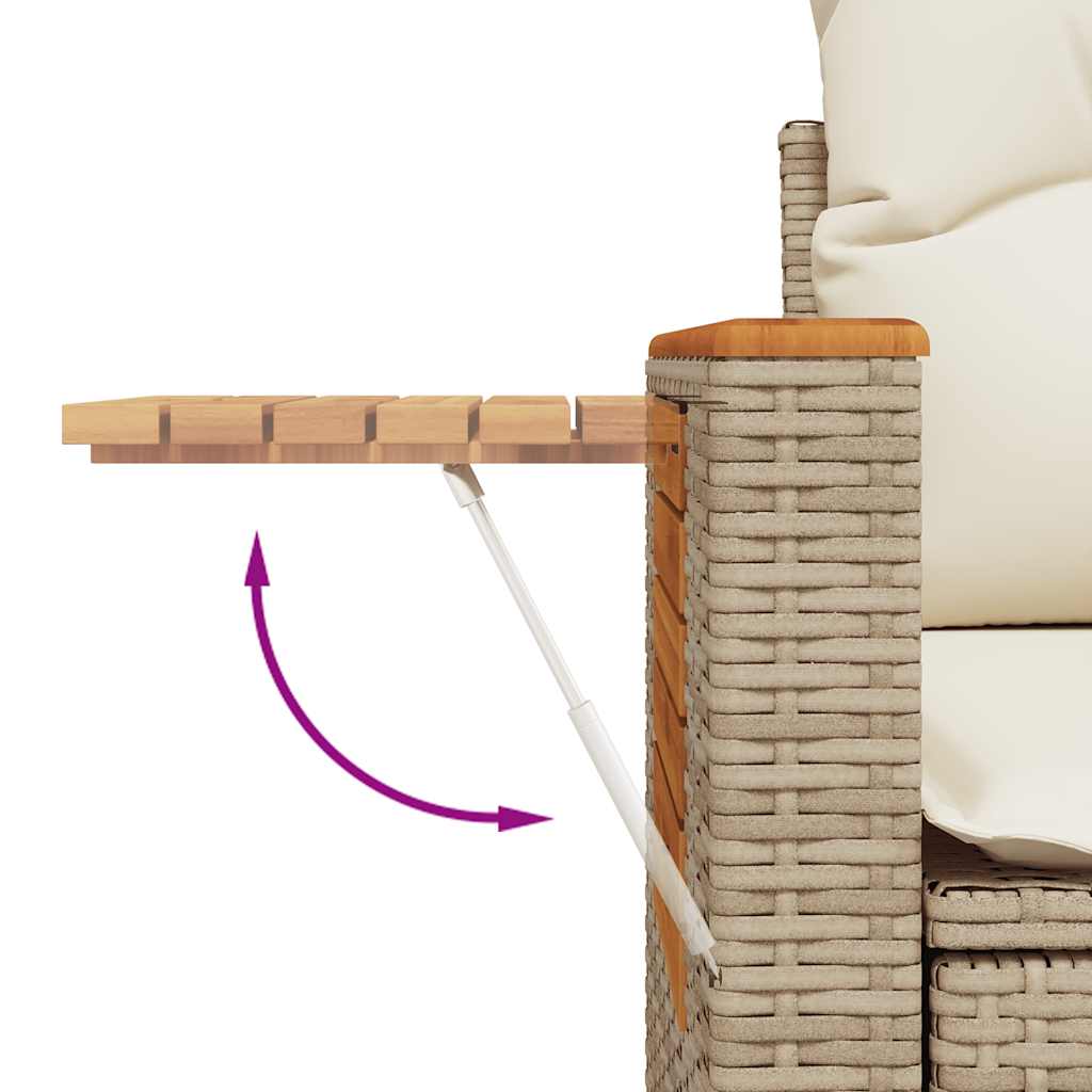 Set Divano da Giardino 5 pz con Cuscini Beige Polyrattan Acacia