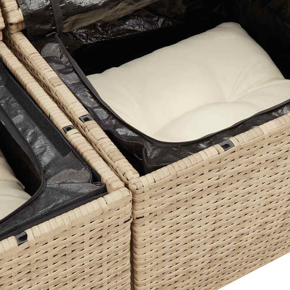 Set Divano da Giardino 5 pz con Cuscini Beige Polyrattan Acacia