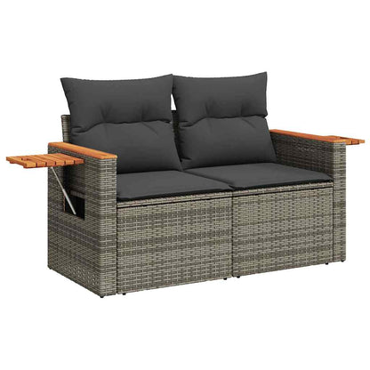 Set Divano da Giardino 6pz con Cuscini Grigio Polyrattan Acacia