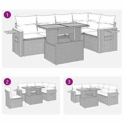Set Divano da Giardino 6pz con Cuscini Grigio Polyrattan Acacia | homemem39