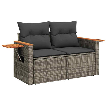 Set Divano da Giardino 9pz con Cuscini Grigio Polyrattan Acacia | homemem39