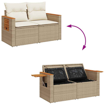 Set Divani da Giardino 7 pz con Cuscini Beige Polyrattan Acacia | homemem39