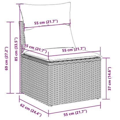 Set Divani da Giardino 7pz con Cuscini Grigio Polyrattan Acacia