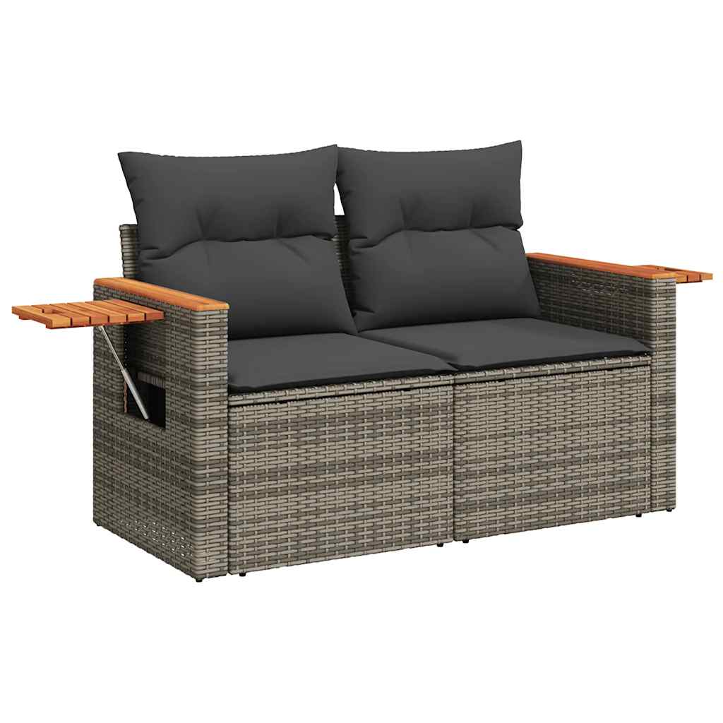 Set Divani da Giardino 7pz con Cuscini Grigio Polyrattan Acacia | homemem39