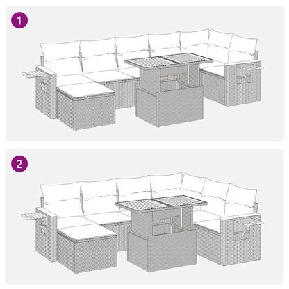 Set Divano da Giardino 8 pz con Cuscini Beige Polyrattan Acacia | homemem39