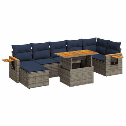 Set Divani Giardino 8 pz con Cuscini Marrone Polyrattan Acacia | homemem39