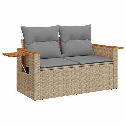 Set Divano da Giardino 9 pz con Cuscini Beige Polyrattan Acacia | homemem39