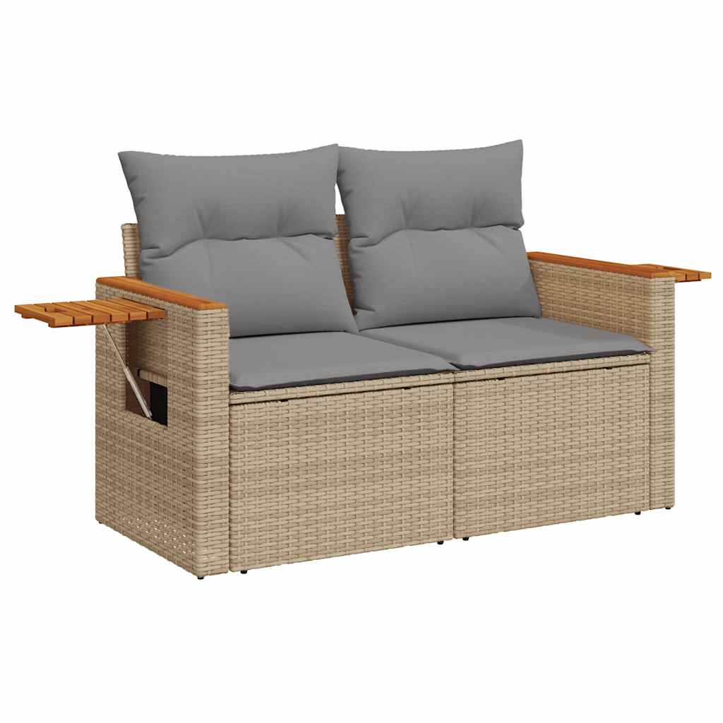 Divano da Giardino 10 pz con Cuscini Beige in Polyrattan Acacia | homemem39