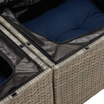 Set Divani da Giardino 7pz con Cuscini Grigio Polyrattan Acacia | homemem39