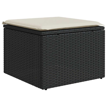 Set Divano da Giardino 6 pz con Cuscini Nero Polyrattan Acacia | homemem39