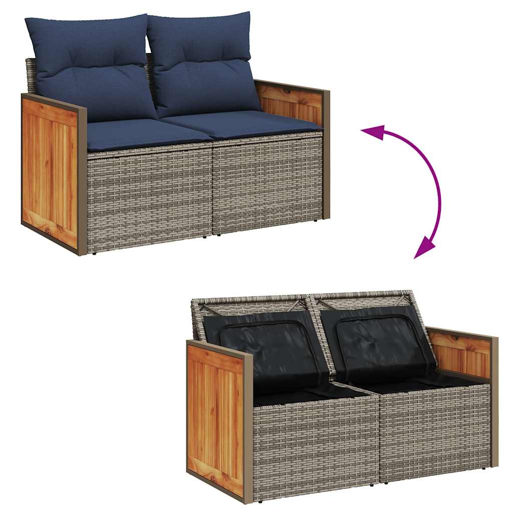 Set Divano da Giardino 6pz con Cuscini Grigio Polyrattan Acacia - homemem39