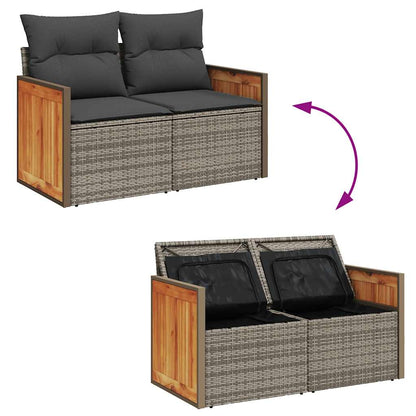 Set Divano Giardino 5 pz con Cuscini Grigio Polyrattan Acacia