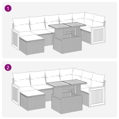 Set Divano da Giardino 8pz con Cuscini Grigio Polyrattan Acacia | homemem39