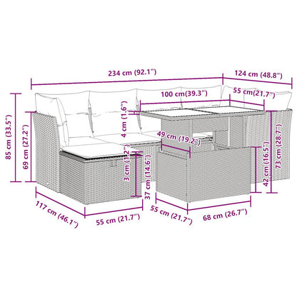 Set Divani da Giardino con Cuscini 7pz Nero Polyrattan | homemem39