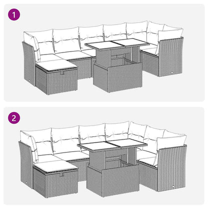 Set Divani da Giardino con Cuscini 8 pz Nero in Polyrattan | homemem39