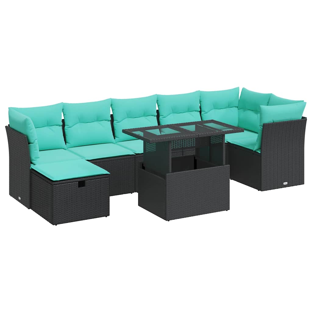 Set Divano da Giardino 8pz con Cuscini Grigio Polyrattan Acacia | homemem39
