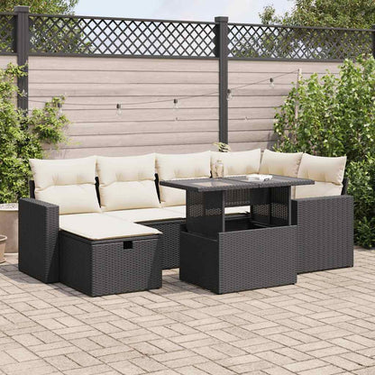 Set Divani da Giardino con Cuscini 7pz Nero Polyrattan | homemem39