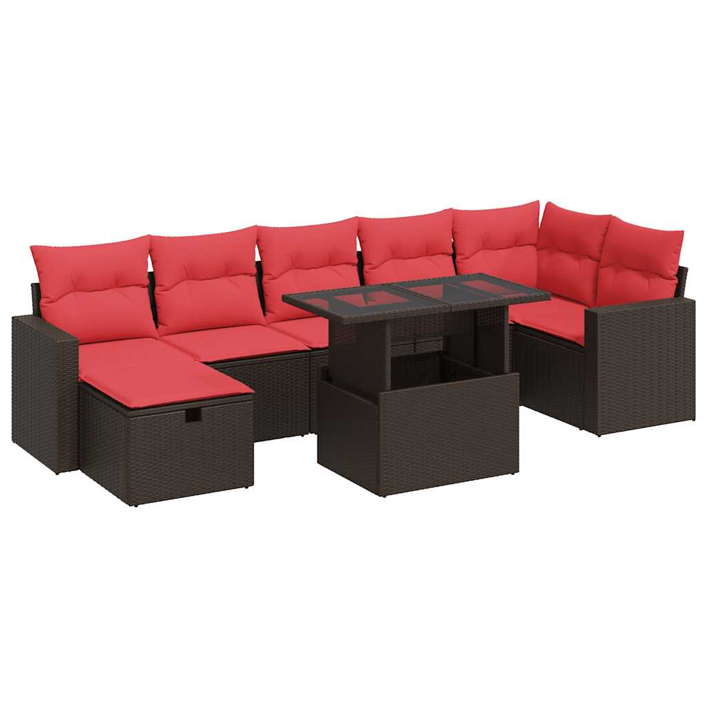 Set Divani da Giardino con Cuscini 8 pz Marrone
